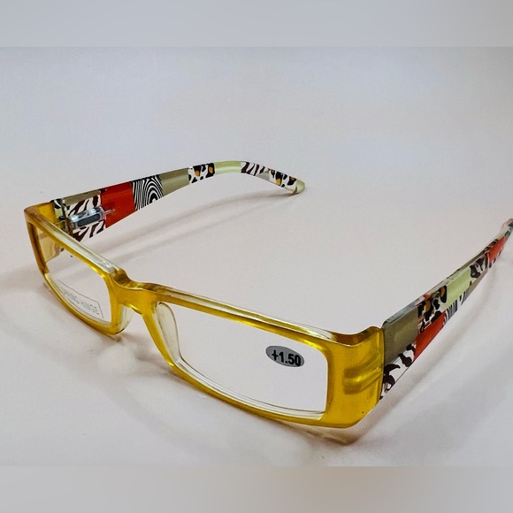 Gold Geometric narrow readers w/spring hinges, stylish arms & Aspheric L… - Picture 3 of 5